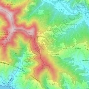 Villa Oneto topographic map, elevation, terrain