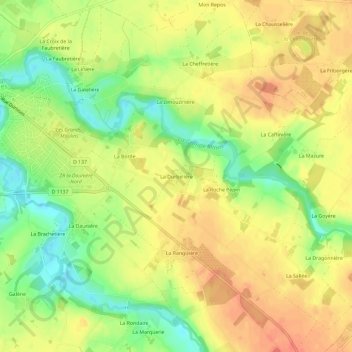 La Durbelière topographic map, elevation, terrain