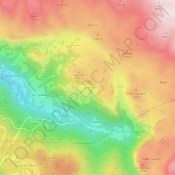 Lazine topographic map, elevation, terrain