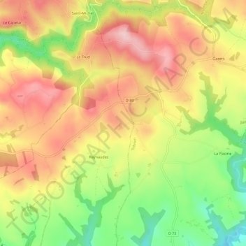 Salvetat topographic map, elevation, terrain