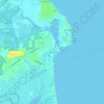 Green Harbor topographic map, elevation, terrain