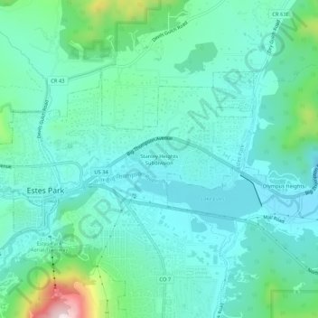 Stanley Heights Subdivision topographic map, elevation, terrain