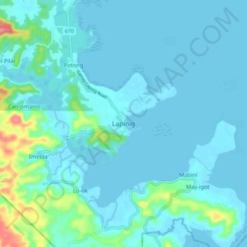 Lapinig topographic map, elevation, terrain