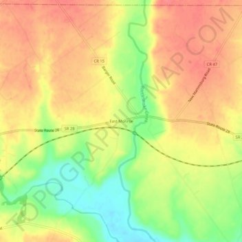 East Monroe topographic map, elevation, terrain