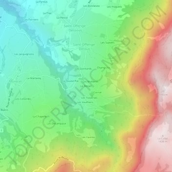 Le Pesset topographic map, elevation, terrain