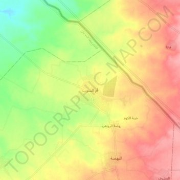 Um al Surab topographic map, elevation, terrain