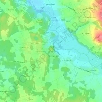 Le Pinier topographic map, elevation, terrain