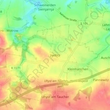 Jiedlitz topographic map, elevation, terrain