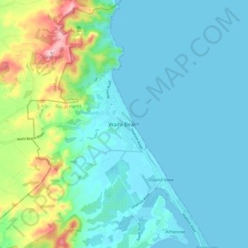 Waihi Beach topographic map, elevation, terrain