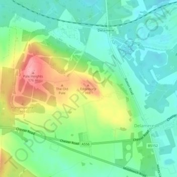 Eddisbury Hill Fort topographic map, elevation, terrain