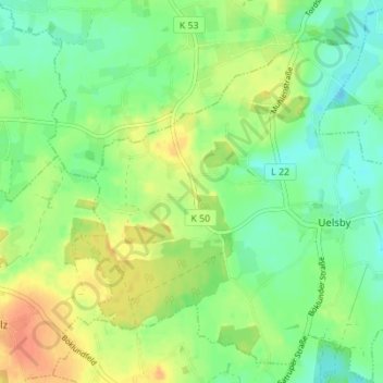 Uelsbyholz topographic map, elevation, terrain