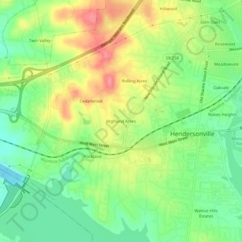 Highland Acres topographic map, elevation, terrain