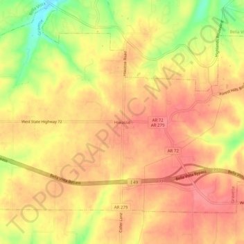 Hiwasse topographic map, elevation, terrain