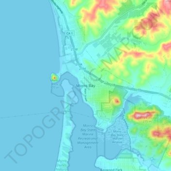 Morro Bay topographic map, elevation, terrain
