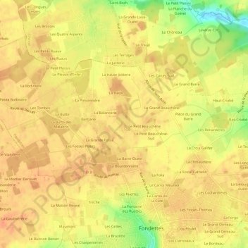Les Chairières topographic map, elevation, terrain