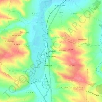 Casteljaloux topographic map, elevation, terrain