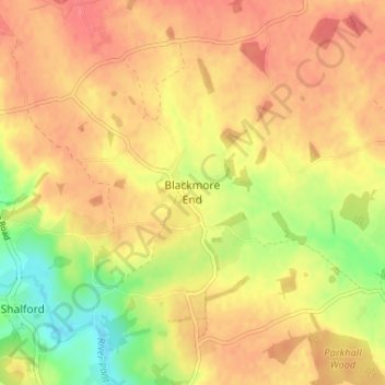 Blackmore End topographic map, elevation, terrain