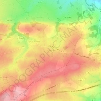 Savernat topographic map, elevation, terrain