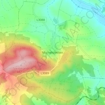 Michelstetten topographic map, elevation, terrain