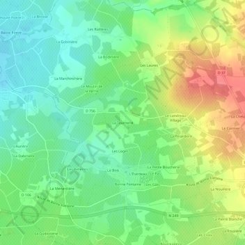 La Tournerie topographic map, elevation, terrain