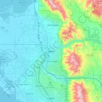 Ogden topographic map, elevation, terrain