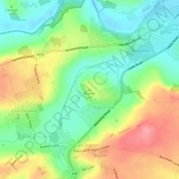 Rigton Hill topographic map, elevation, terrain