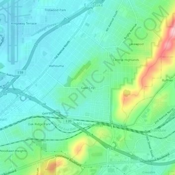 Gate City topographic map, elevation, terrain