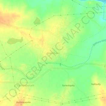 Manthani topographic map, elevation, terrain