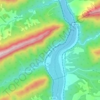 Dry Branch topographic map, elevation, terrain