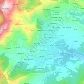 Quartier-Neuf topographic map, elevation, terrain