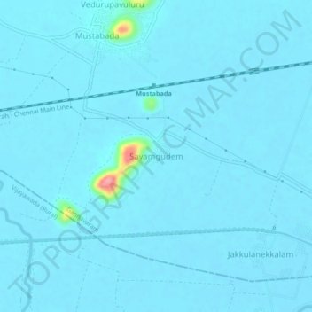 Savamgudem topographic map, elevation, terrain
