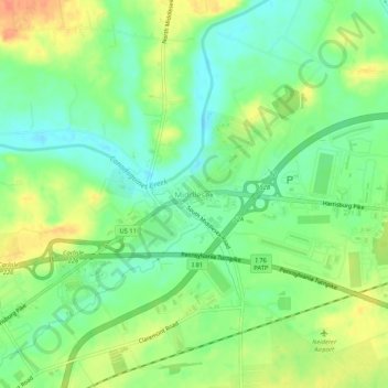 Middlesex topographic map, elevation, terrain