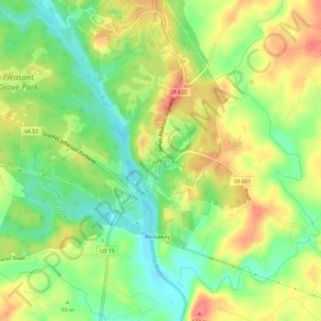 Palmyra topographic map, elevation, terrain