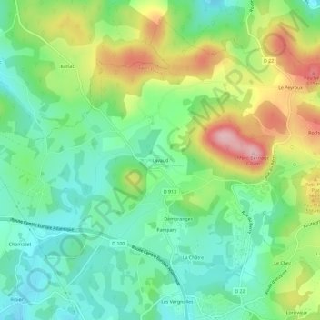 Lavaud topographic map, elevation, terrain