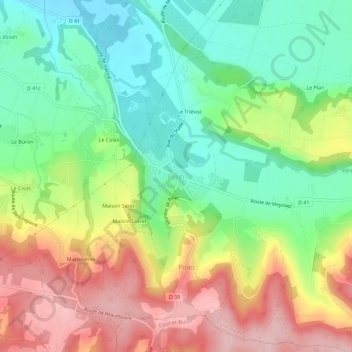 Eyzin topographic map, elevation, terrain