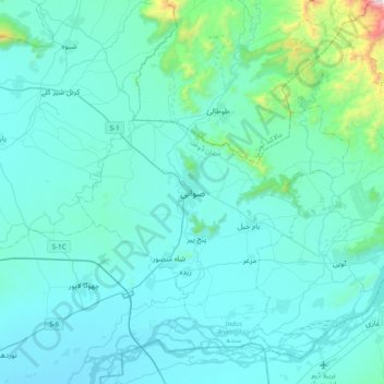 Swabi topographic map, elevation, terrain