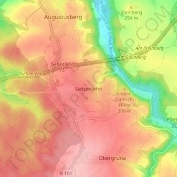 Siebenlehn topographic map, elevation, terrain
