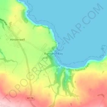 Runswick Bay topographic map, elevation, terrain