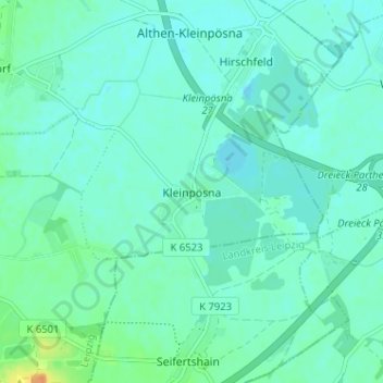 Kleinpösna topographic map, elevation, terrain