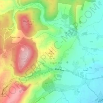 Popes Hill topographic map, elevation, terrain