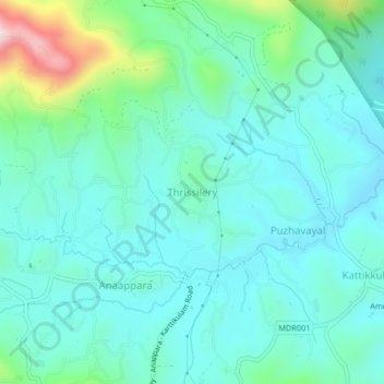 Thrissilery topographic map, elevation, terrain