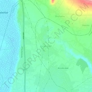 Gulab bagh topographic map, elevation, terrain