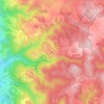 Piegut topographic map, elevation, terrain