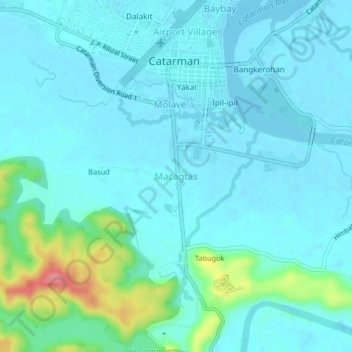 Macagtas topographic map, elevation, terrain