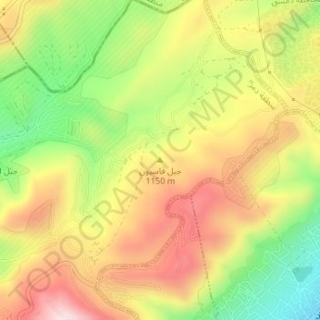 Jabal Qasiyun topographic map, elevation, terrain