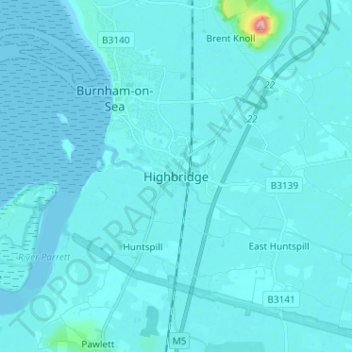 Highbridge topographic map, elevation, terrain