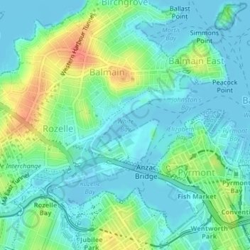 White Bay topographic map, elevation, terrain