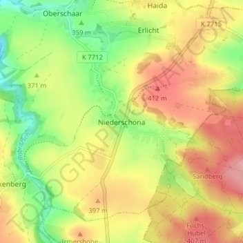 Niederschöna topographic map, elevation, terrain