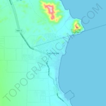 San Felipe topographic map, elevation, terrain