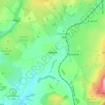 Hetton topographic map, elevation, terrain